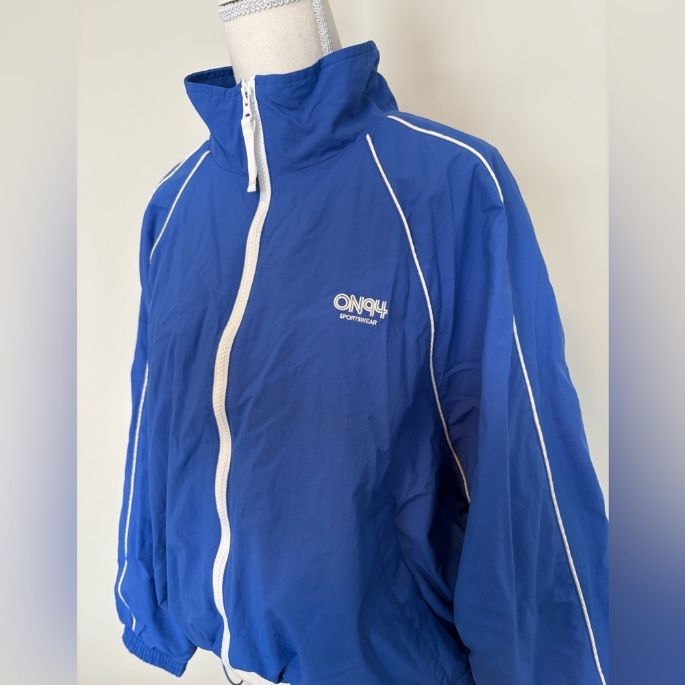Old Navy Blue Nylon Windbreaker Jacket Cinch Waist XL - Picture 3 of 12